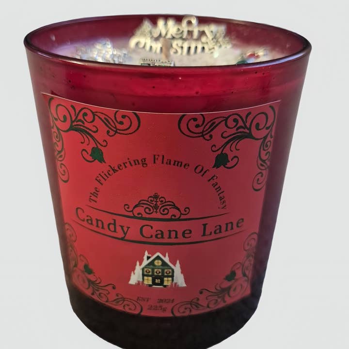 The Flickering Flame of Fantasy - Wholesale Jar/Filled Candle - Candy Cane Lane Christmas Candle
