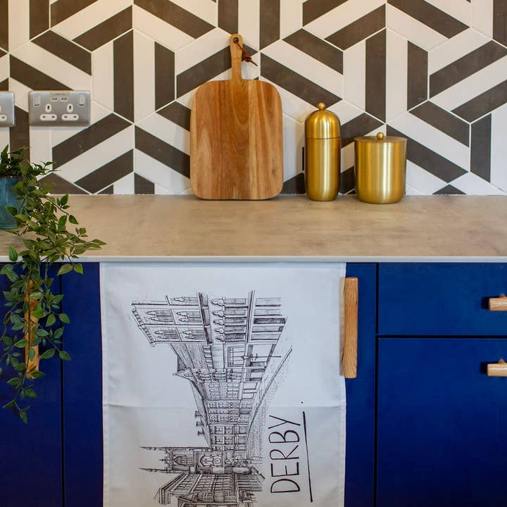 Derby Skyline Tea Towel for wholesale by Christopher Walster