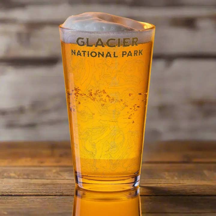 Copo de Vidro Topográfico do Parque Nacional Glacier por atacado de Parks Apparel