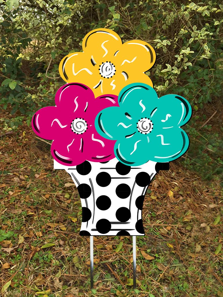 Steel Southern Designs - Wholesale Door Hanger - Outdoor Metal Art Flowers in Pot1