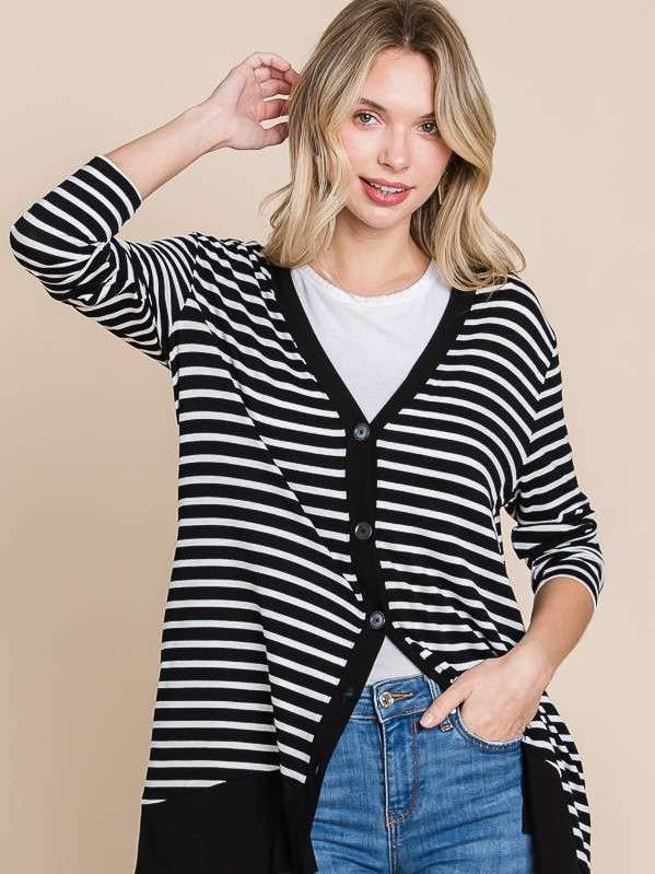 CAY1233LS - LSLV CARDIGAN MED KNAPPER NEDAD for engroshandel hos Culture Code