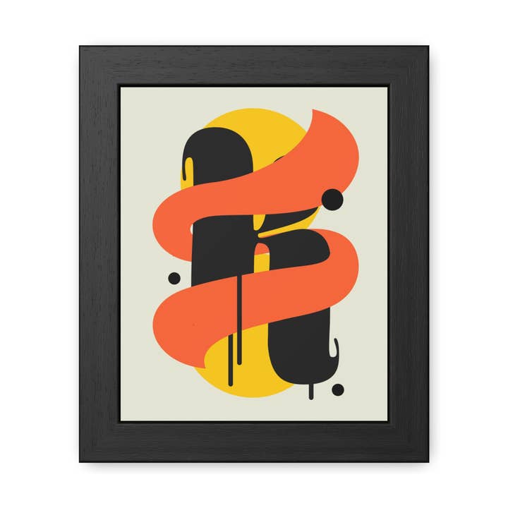 Affiche Encadrée Moderne Abstraite Typée 4 - Design de Courbes Vibrantes - Parfait pour la Décoration Murale de la Maison pour la vente par Donkey Laserbeam