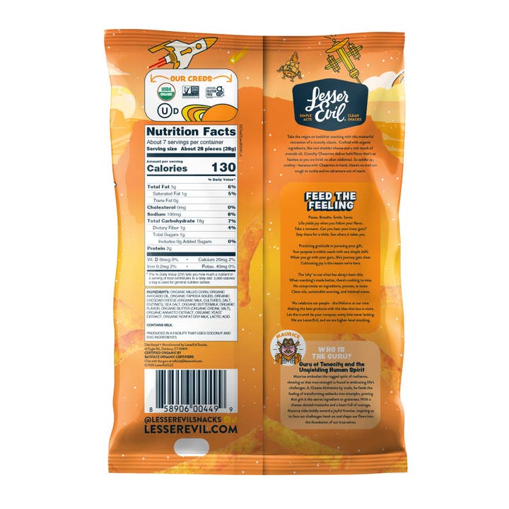 LesserEvil - Wholesale Puffed Snack - Cheezmos, Cowboy Cheddar 7oz