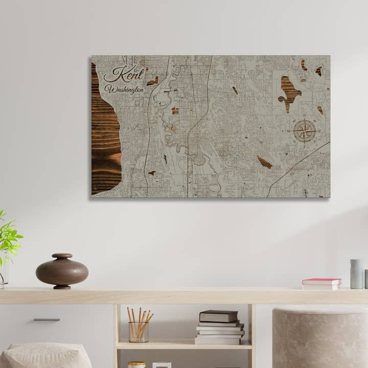 Washington: Kent Street Visa karta för wholesale av Fire & Pine