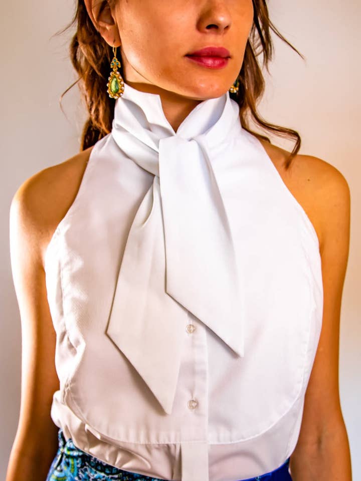 Tuxedo White Blouse for wholesale by Trisha Paterson Collection