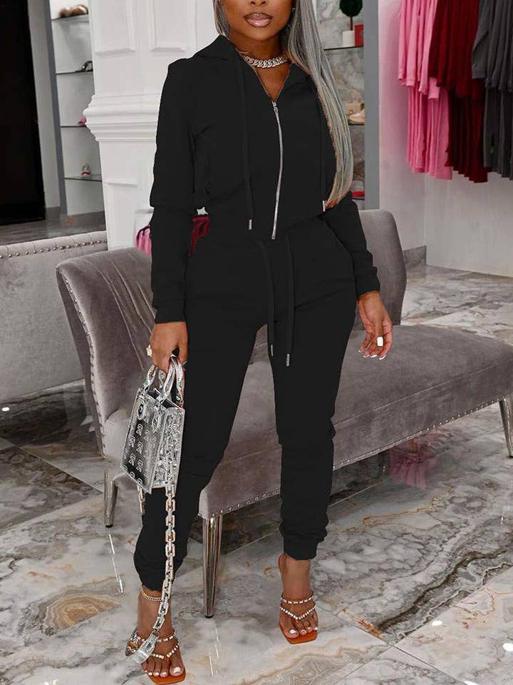 Flarix - Wholesale Top & Pant Set (NOT Loungewear) - Women's - zip up drawstring hooded top pocket pants set2