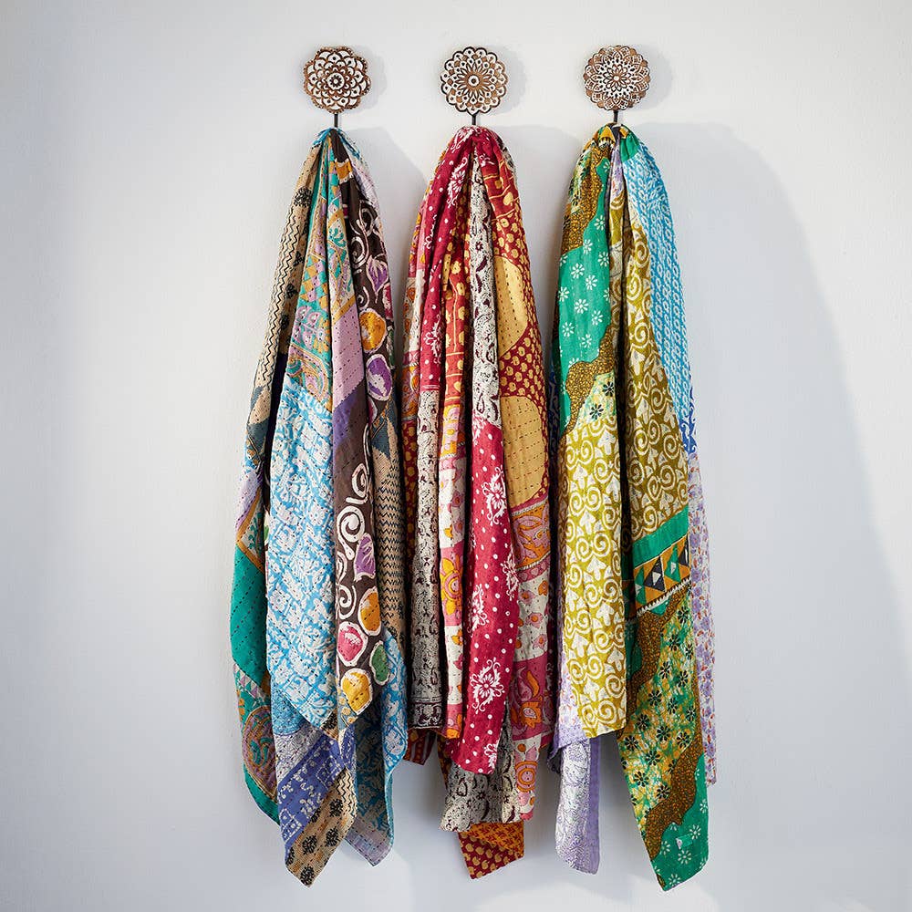 SERRV International - Wholesale Throw Blanket - Kantha Patchwork Cool Square Throw3