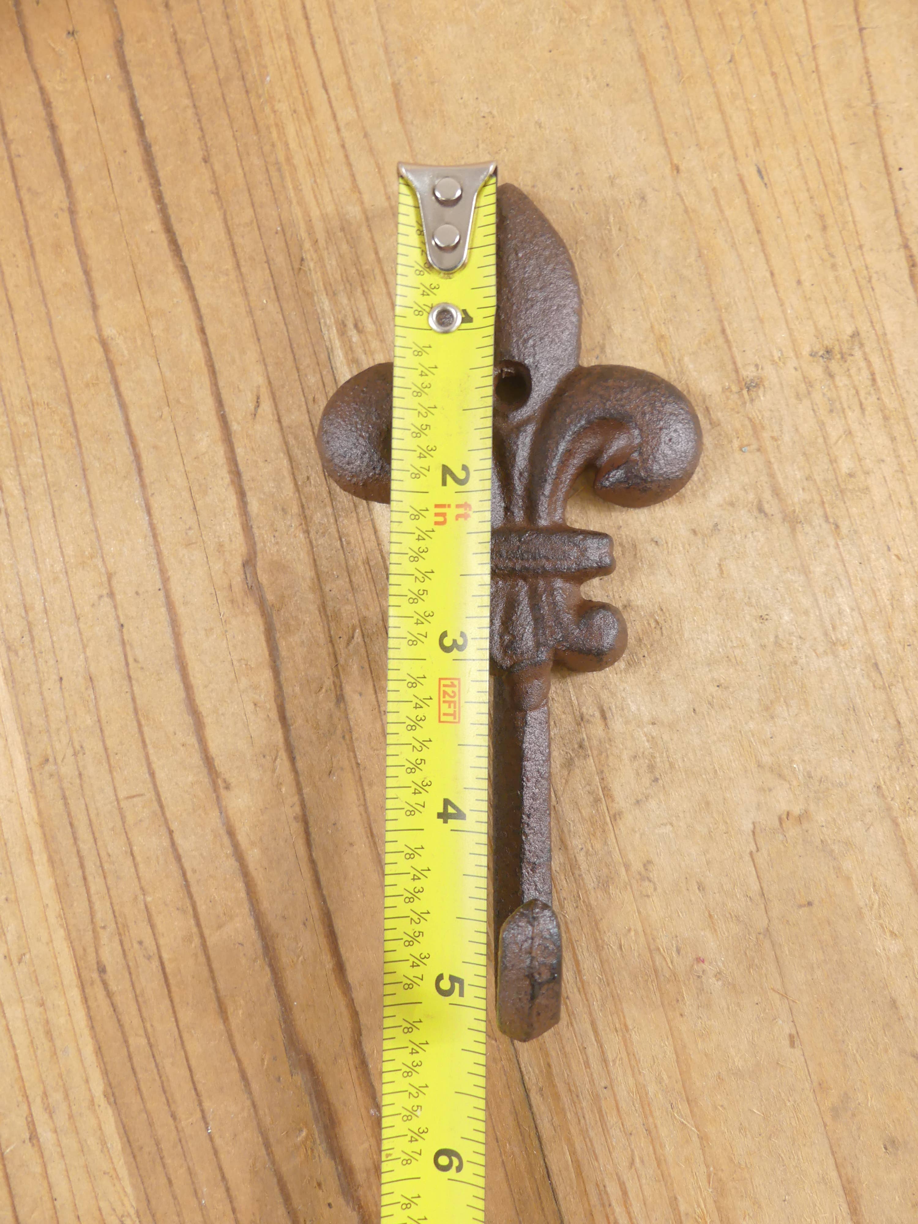 Midwest Craft House - Wholesale Wall Hook - Victorian Rustic Cast Iron Fleur De Lis Wall Hook,  5 1/2"3
