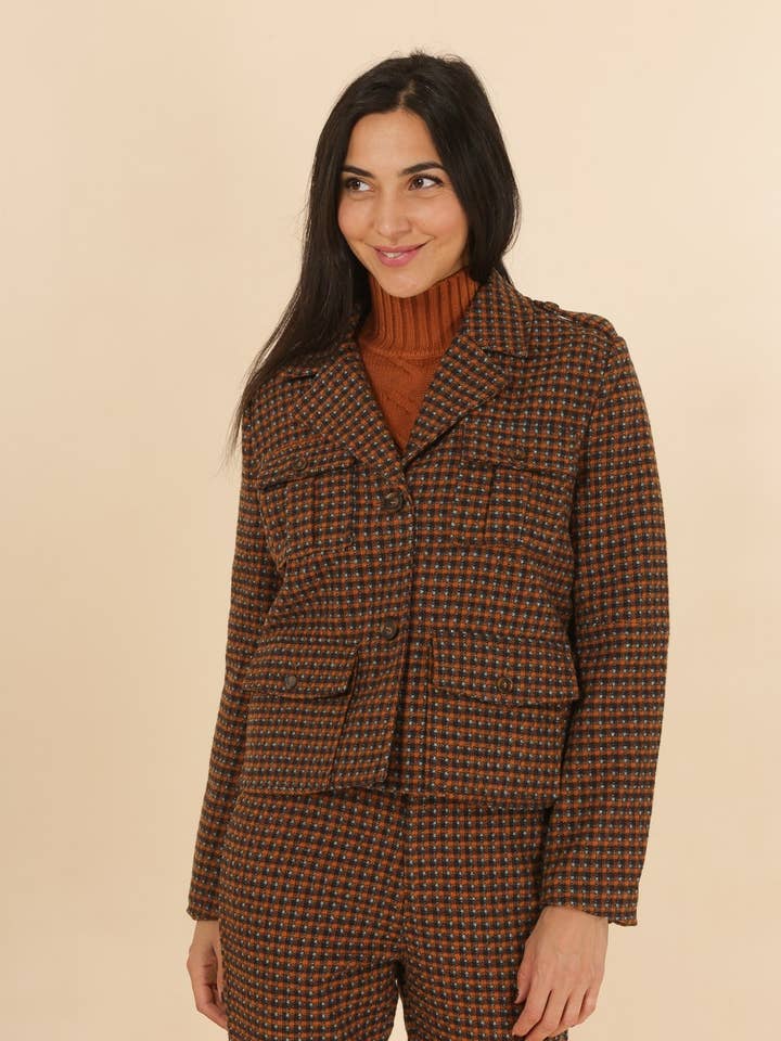 CAMMELLO GIACCA IN TARTAN 3851 LUREX in vendita all'ingrosso su Faire0