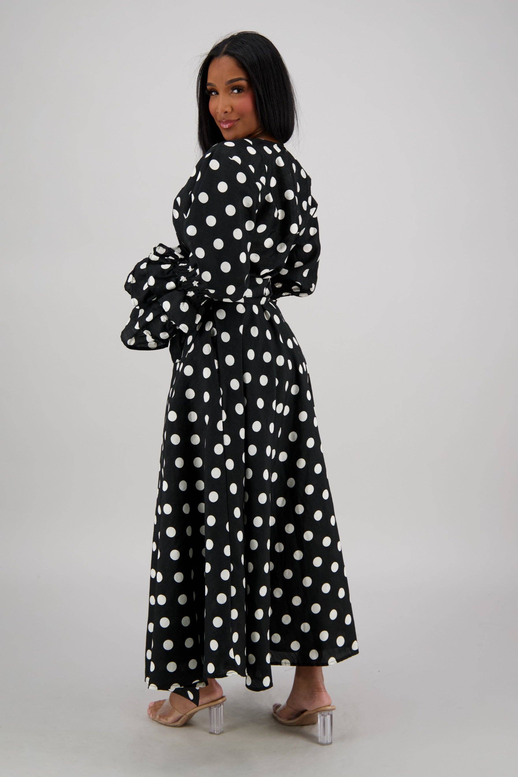 Advance Apparels - Wholesale Dress - Women's - Polka Dot Wrap Dress (3 Colors) 241624-B0905