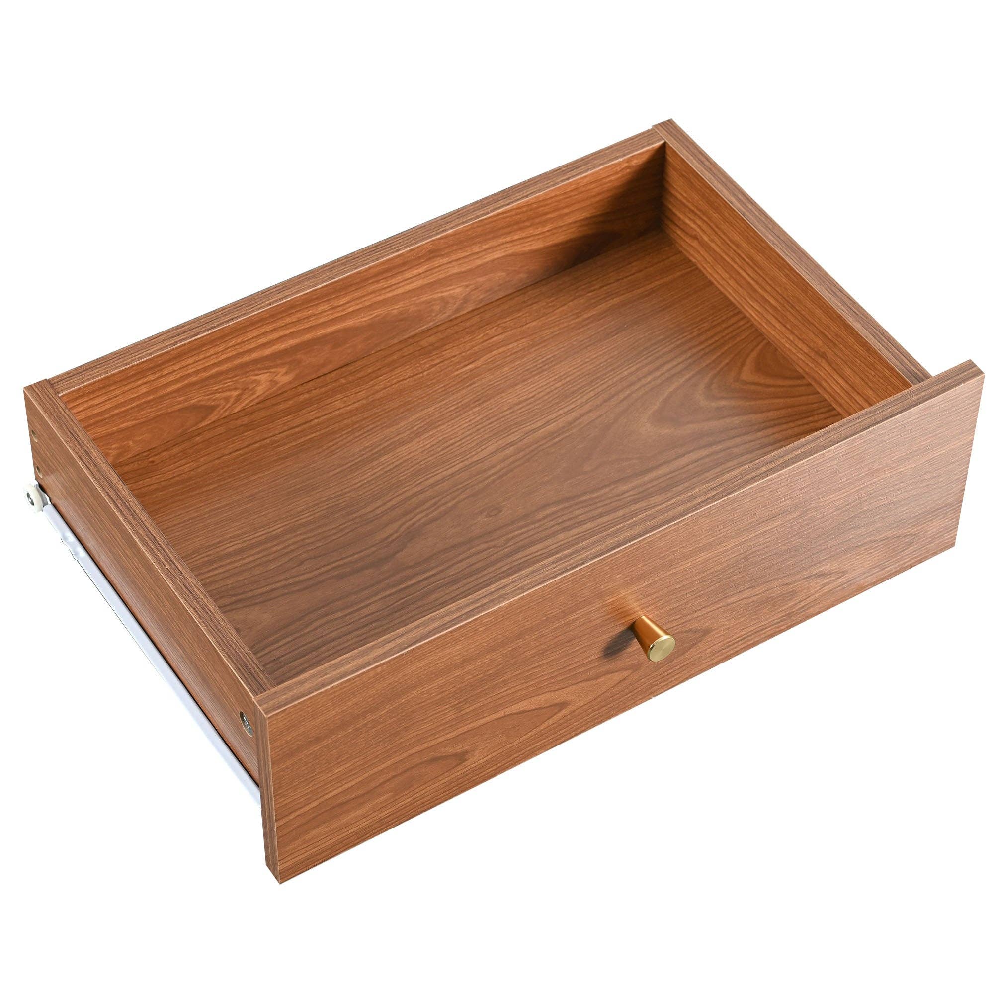 Urban Meuble - Wholesale Console Table - Dark wood effect rattan TV stand with 2 sliding doors, 2 drawers, and gold legs IZEID14