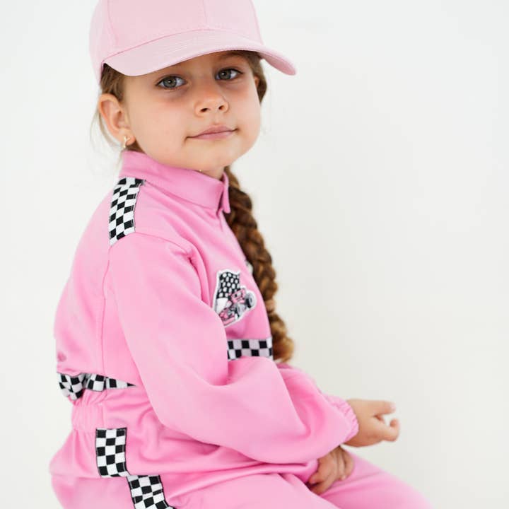 Race jumpsuit pink birthday fast one costume for wholesale by My Baby By Merry