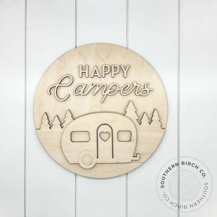 Happy Campers 3D Round Blank for wholesale by Southern Birch Company