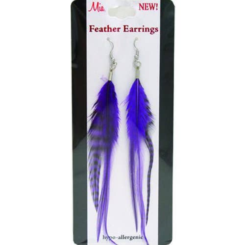 Mia – Engroshandel Hængeøreringe og creoløreringe – Mia Fjer Øreringe øreringe - Lilla1