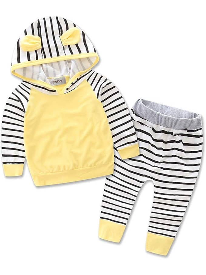 Fennco Styles - Wholesale Clothing Set - Baby - Yellow Striped 2pcs Baby Hoodie and Pants