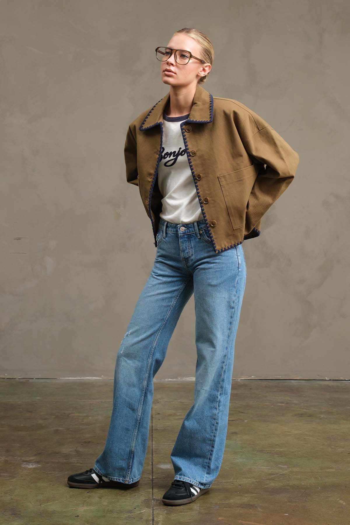 OLIVE Collar Jacket with Contrast Stitching - RJ1044 for wholesale on Faire8