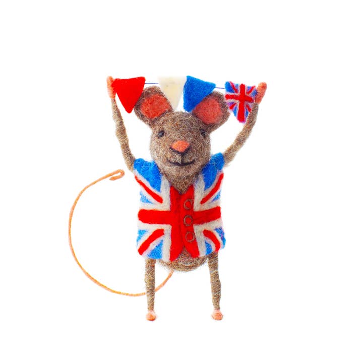 Sew Heart Felt - Wholesale Decorative Tabletop Object - Mouse With Union Jack Bunting