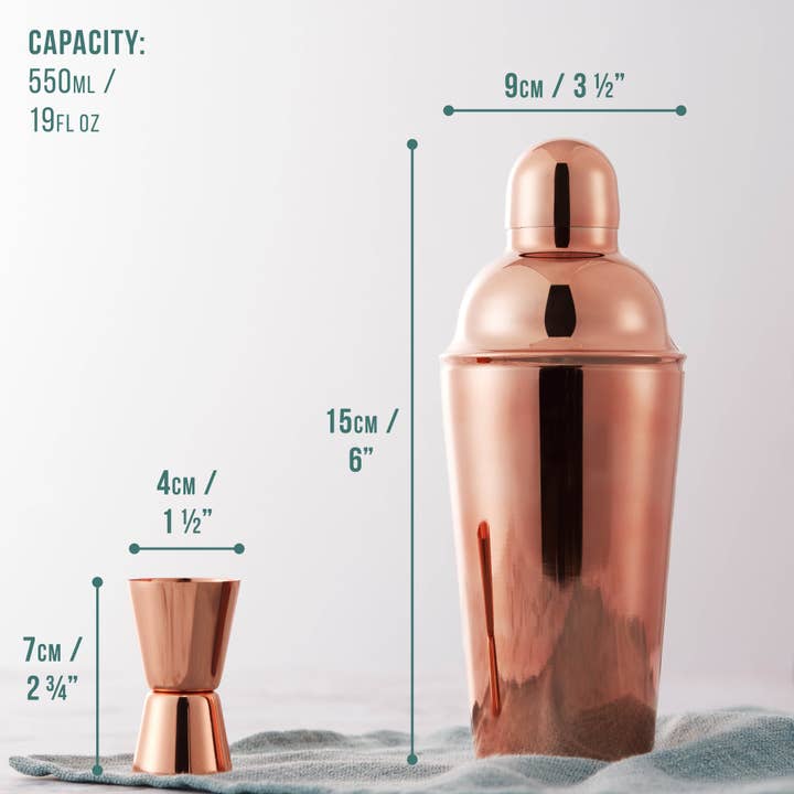 Oak & Steel - Wholesale Bar Tool - 10 Pcs Rose Gold Cocktail Set