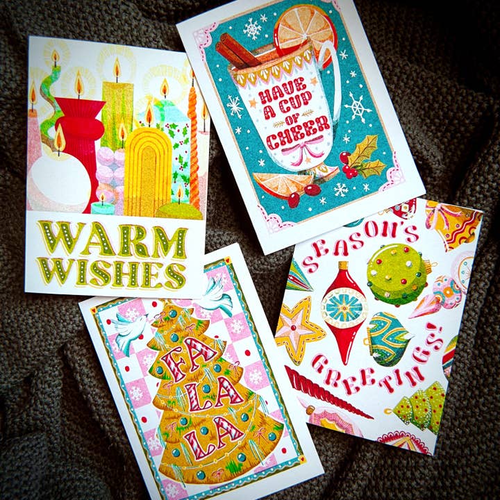 Cartes de vœux pliées Cozy & Bright 5 x 7 pour la vente par Chaos Magic Studio