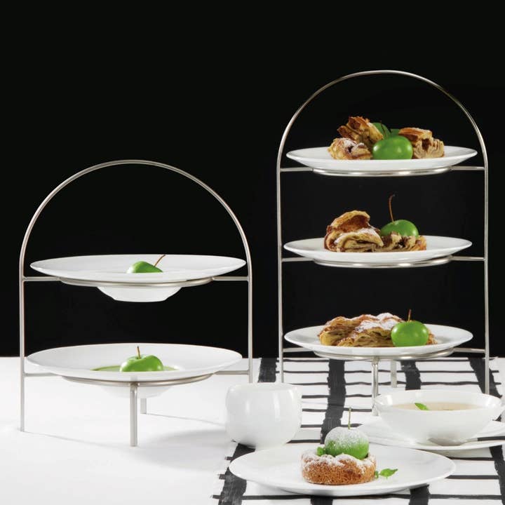 Silver À TABLE Etagere Two-Tiered Plate Stands *2-3 MO Lead Time for wholesale on Faire