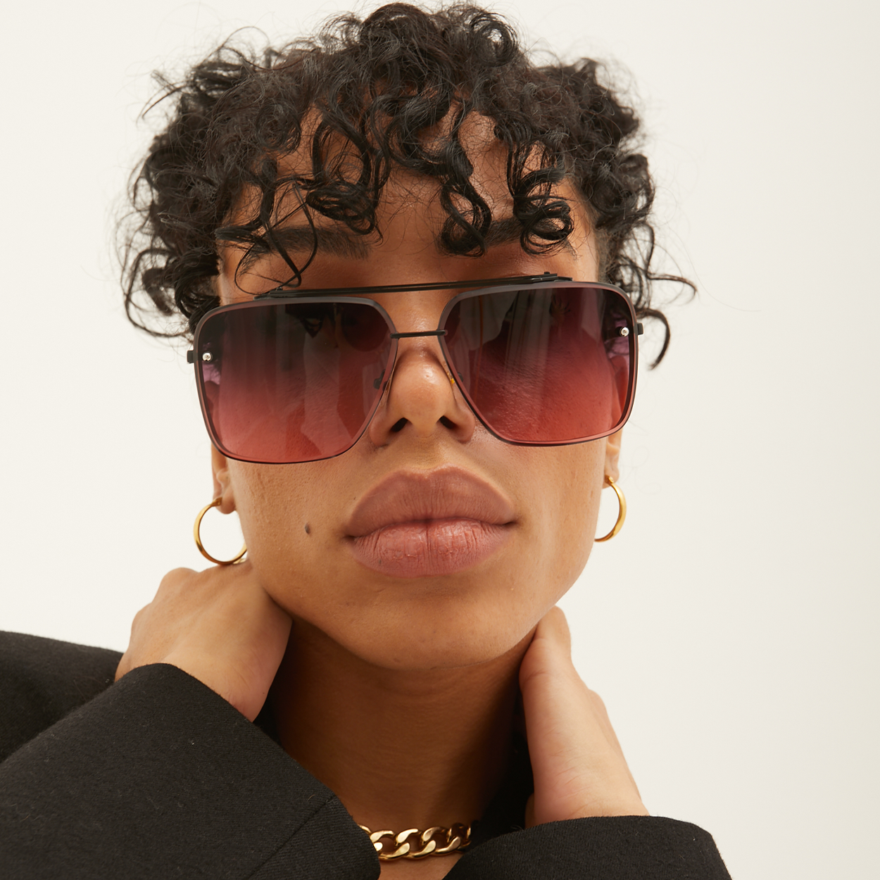 TOPFOXX – Óculos de sol - Unissexo por atacado – Bella - Óculos Aviador Quadrados Oversized Ruby1