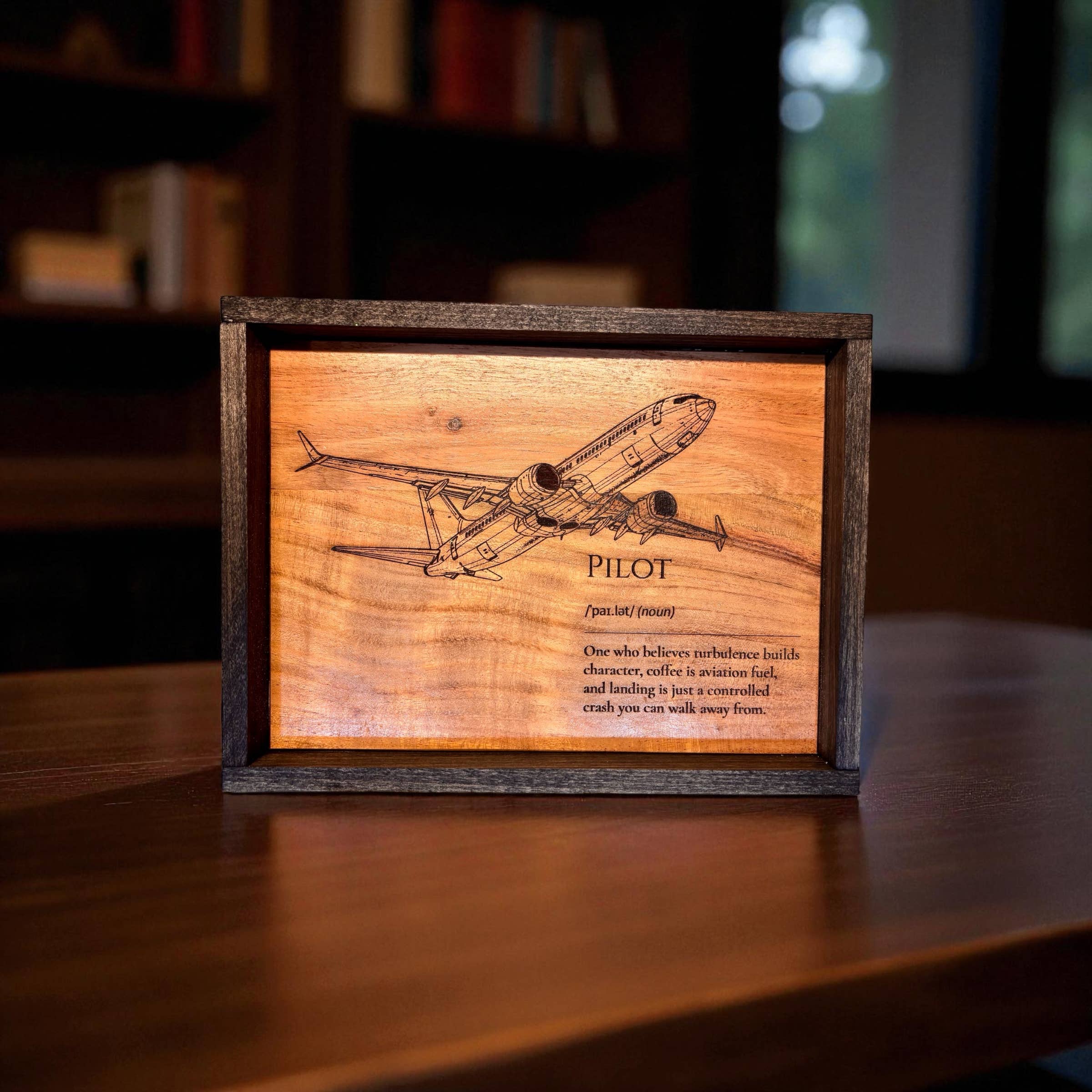 Faithful Creations Studios - Vente Pancarte - Enseigne en bois "Définition de pilote" – 20x13 cm – Cadeau d'aviation, Avion