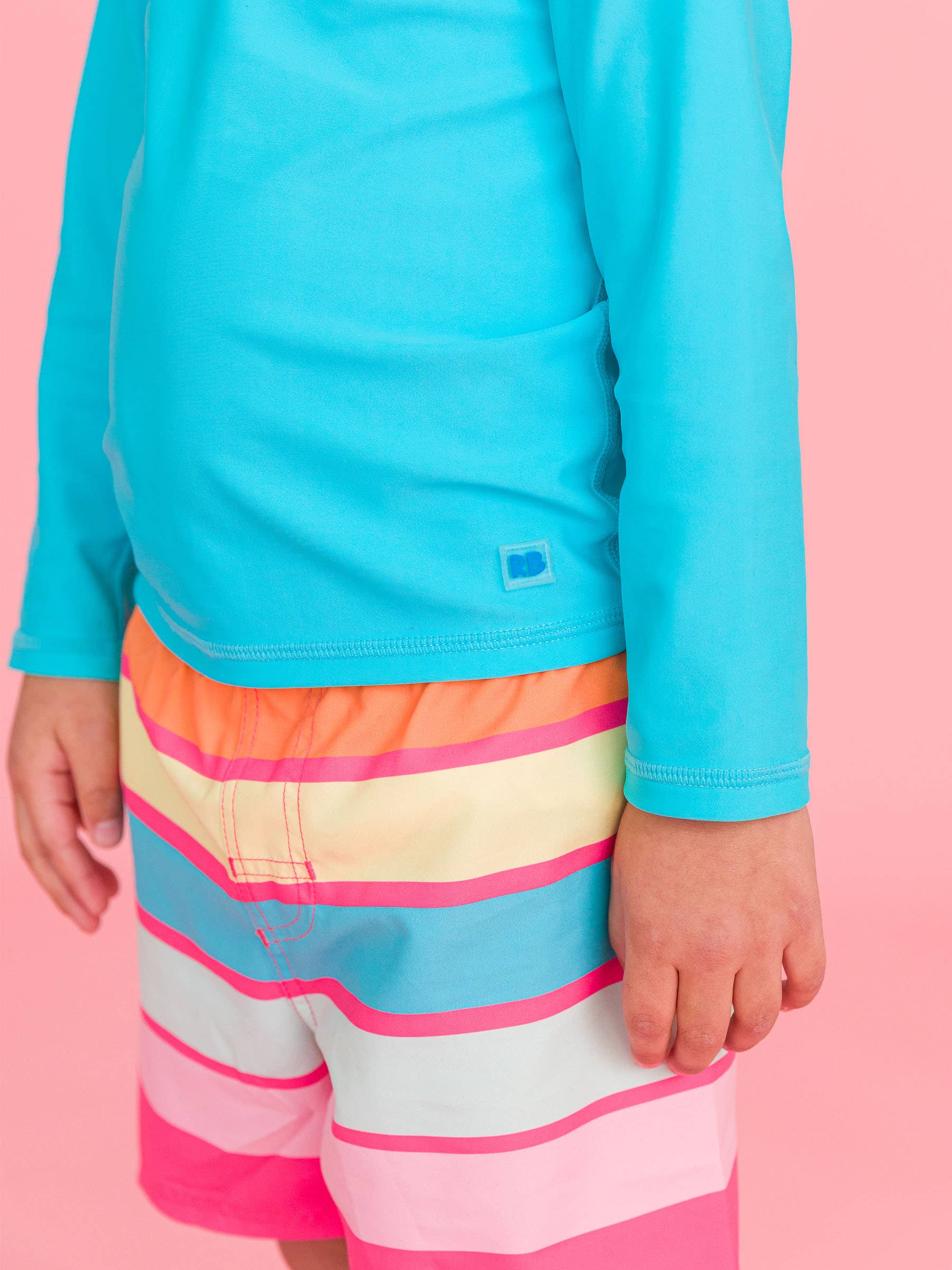 Blue Boys Bright Aqua Long Sleeve Rash Guard for wholesale on Faire9