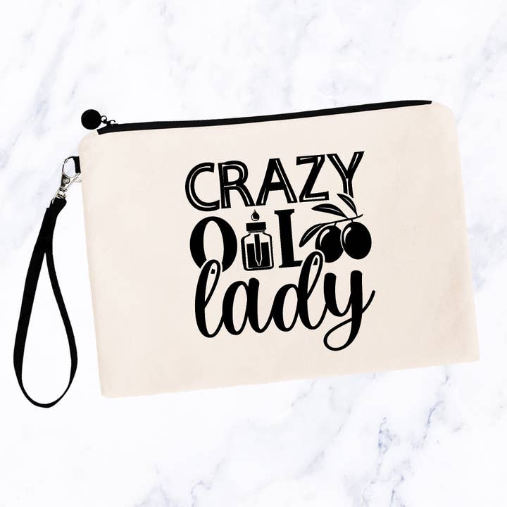 Trousses de maquillage aux huiles essentielles Crazy Oil Lady pour la vente par SheMugs