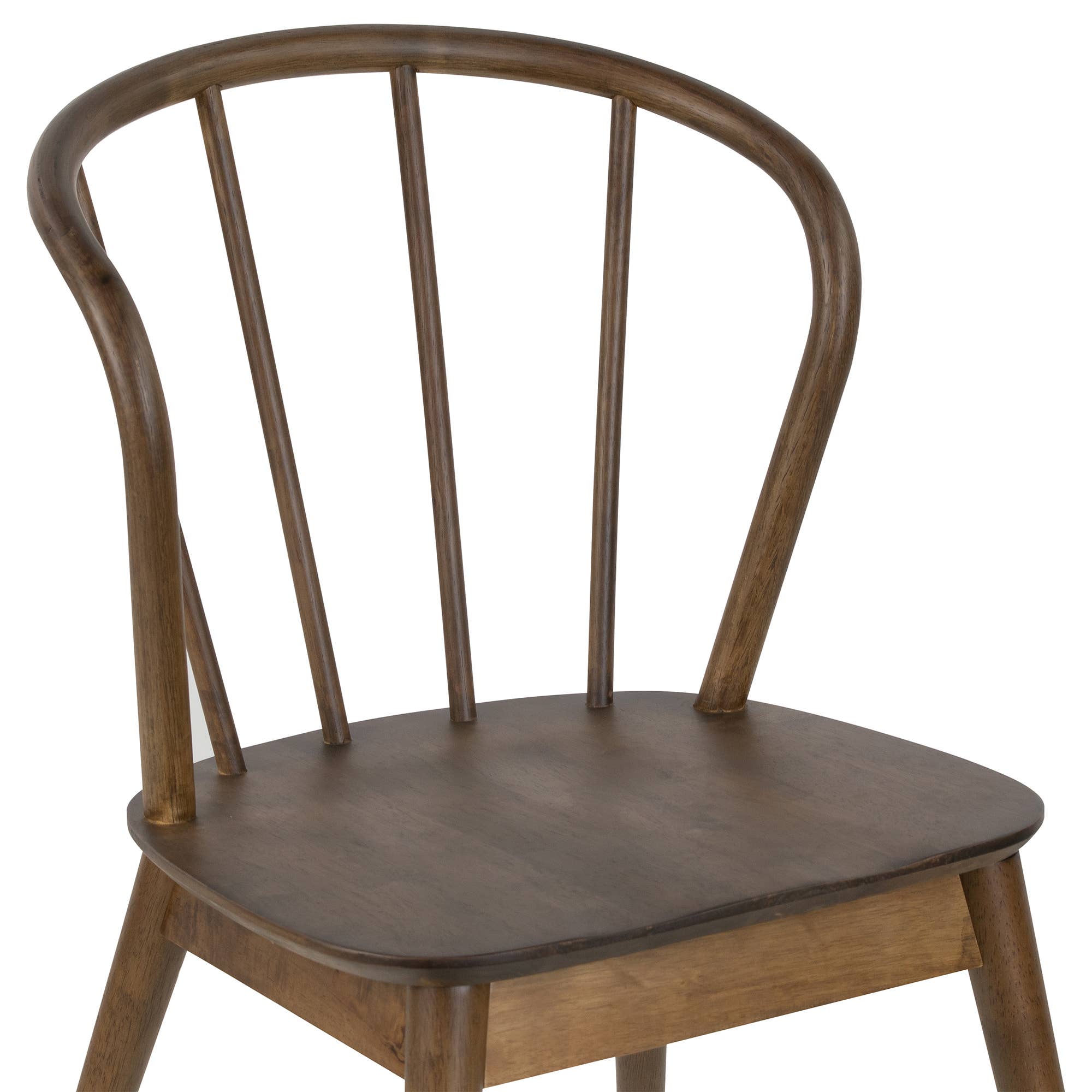 Glamour Home - Vente Chaises - Ensemble de 2 chaises de salle à manger Windsor en bois d'hévéa noyer azur7