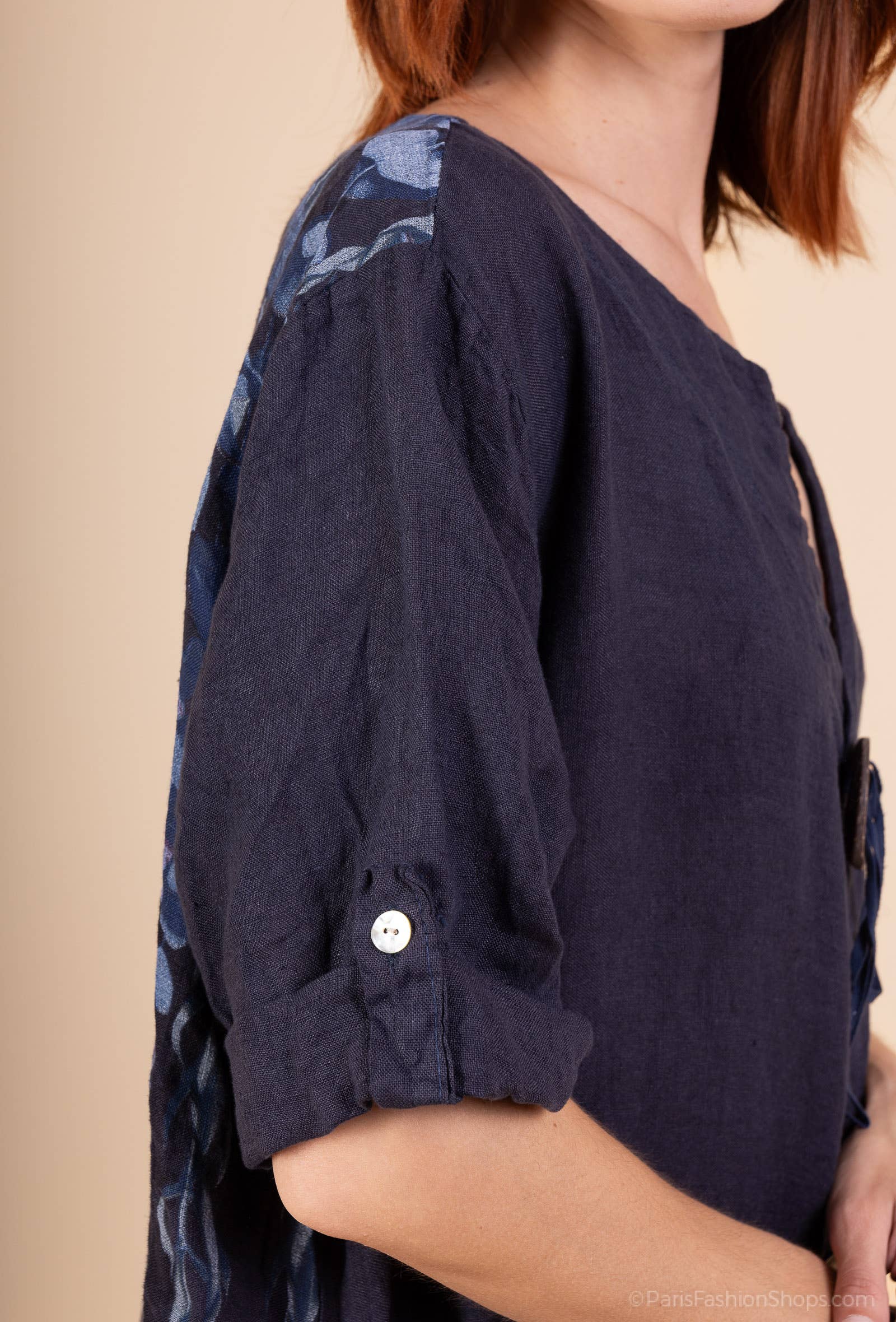 Shyloh - Vente Robe – femme - Robe en lin à imprimé fleuri et 2 boutons 149554