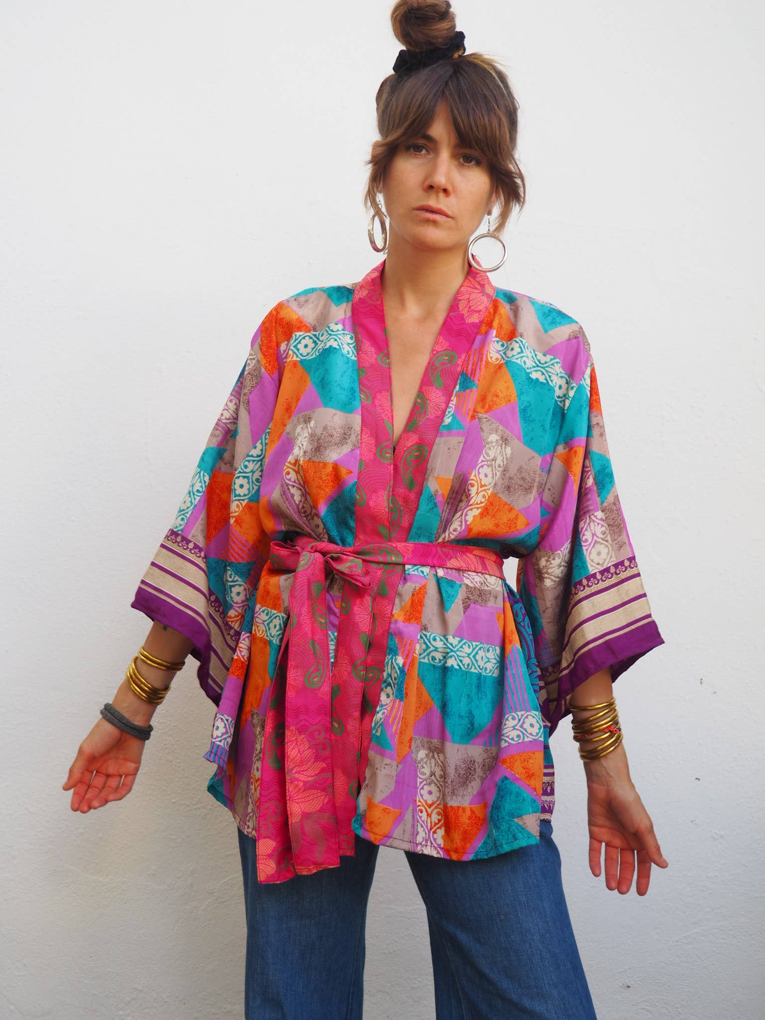 Vagabond Ibiza - Wholesale Kimono - Women's - The Kardash Kimono Short – Up-cycled Vintage Sari Kimono 37