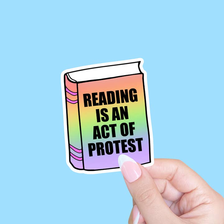 Radical Buttons - Wholesale Sticker - Reading is an act of protest, Kindle sticker, Book lover