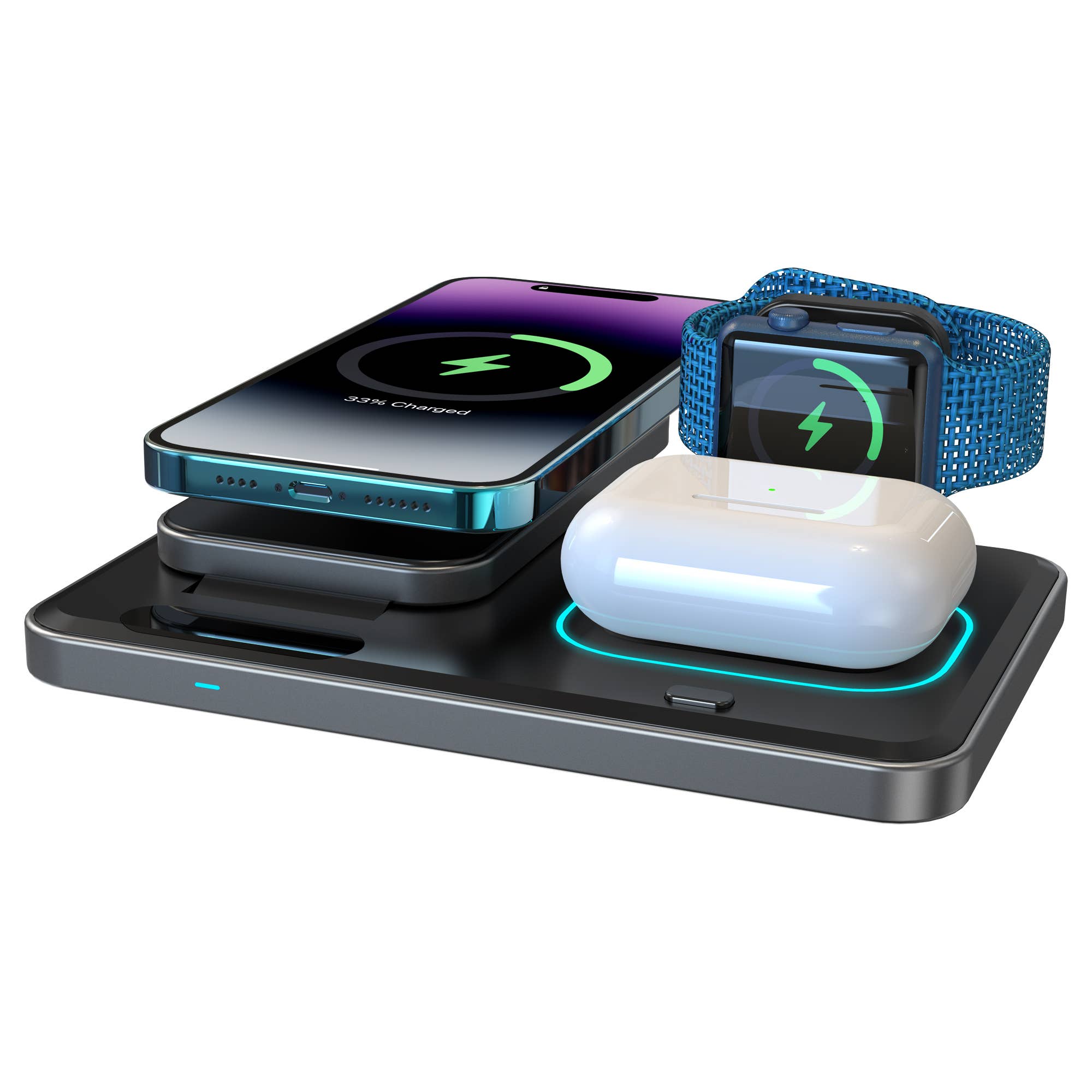 LAX Gadgets - Wholesale Charger - Flat Folding 3-in-1 Fast Wireless Charger -Retail Packaging21