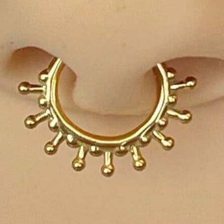 Gold Sunburst Septum Ring (16G | 8mm or 10mm | Surgical Steel | Gold, Silver, or Black) for wholesale by Elara Body Jewelry