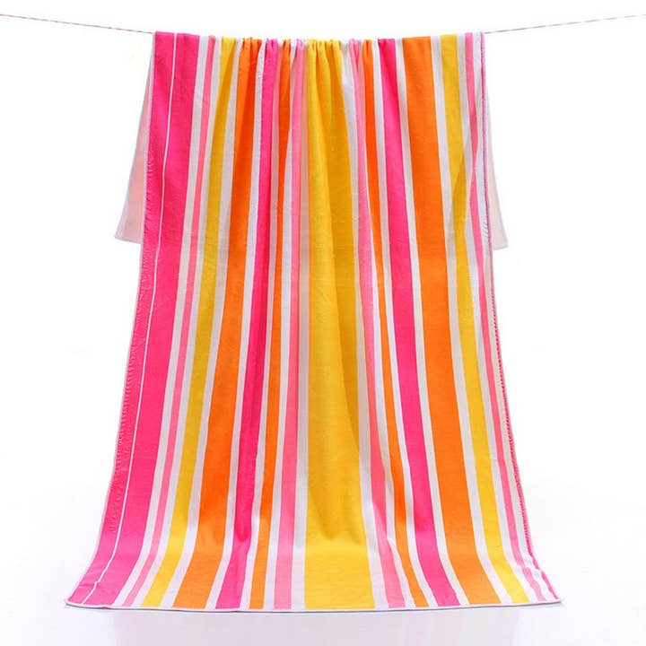 ACCITY - Wholesale Bath Towel - THICKENED BEACH TOWEL WITH PRINTED STRIPES_CWMM2282