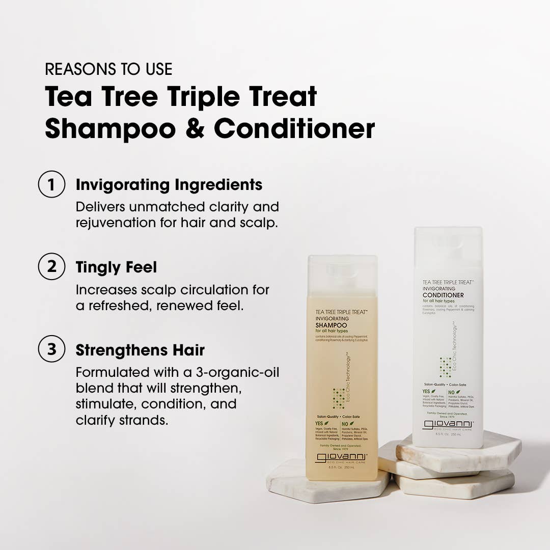 Giovanni Cosmetics - Wholesale Hair Conditioner - Eco Chic® Tea Tree Triple Treat™ Invigorating Cond 8.5oz2