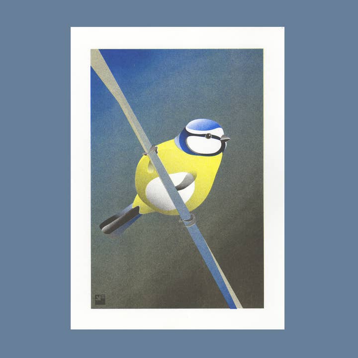 VrijFormaat - Wholesale Art Print - riso print - Blue Tit - Bird art print - A4