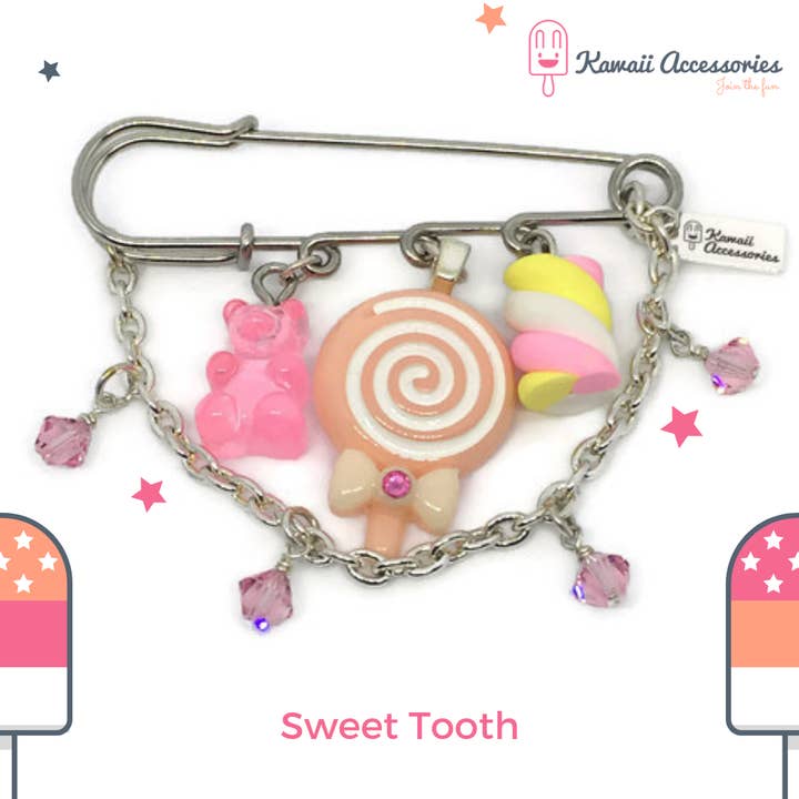 Kawaii Accessories by Kuroji - Wholesale Brooch - Sweet Tooth - Kawaii brooch2