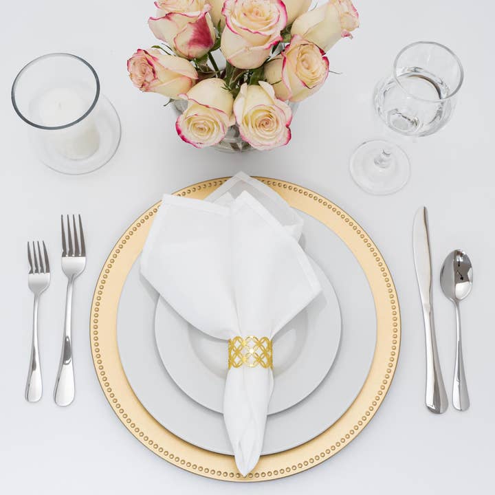 Portofino International Trading, USA - Wholesale Charger Plate - Matte Beaded Edge Plastic Charger Plate 13" - Gold2