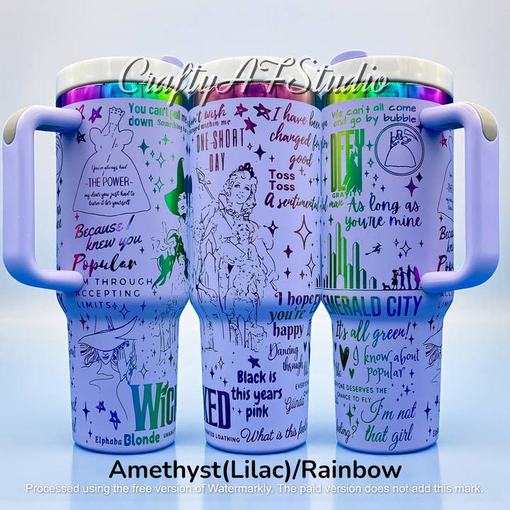 Crafty AF Studio - Wholesale Insulated Mug/Tumbler - Defying Gravity Wicked laser Engraved Tumbler 40oz5