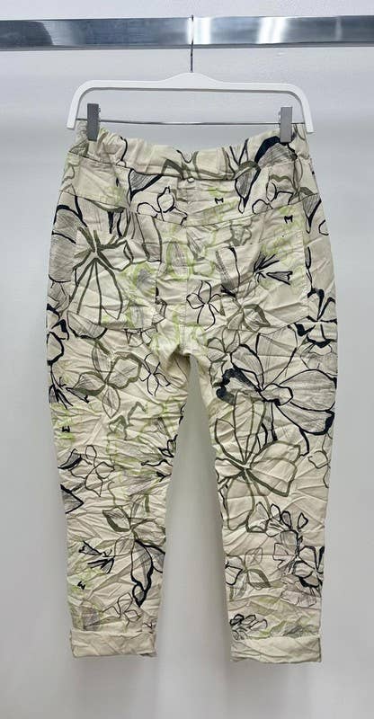 VENTI6 - Wholesale Pants - Women's - ART FLORAL PRINT CRINKLE JOGGER PANTS (21366-ARTFLORAL)9