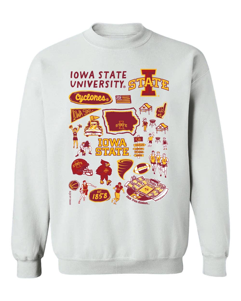 Vive La Fete - Wholesale Graphic Sweatshirt - Women's - Iowa State Cyclones ISU Vive La Fete Impressions Red Cotton Crewneck Sweatshirt for Women2