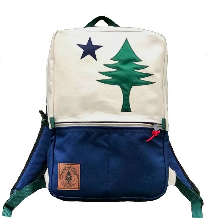 Rogue Life Maine - Wholesale Backpack - Unisex - Maine Flag Benny Backpack - Natural /Navy