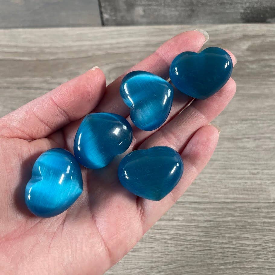 Keystone Crystals - Wholesale Spiritual stone/crystal - Fiber-Optic Cat's Eye Heart Puffy 1-Inch Wholesale Gemstone10