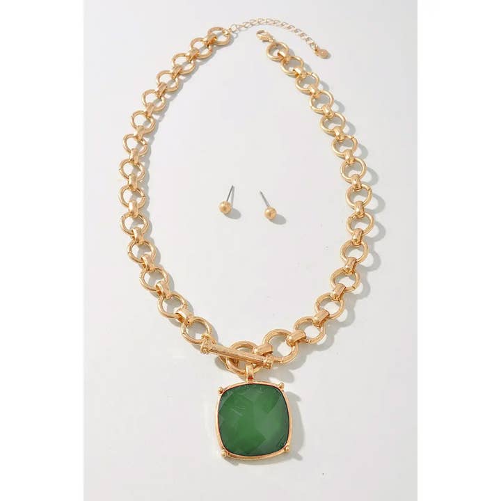 anbfashion - Vente Parures de bijoux - Ensemble collier et boucles d'oreilles avec fermoir à bascule en pierre facettée7