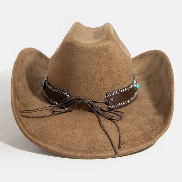 Collections by Fame Accessories - Wholesale Cowboy Hat - Women's - Longhorn Concho Strap Cowboy Hat2