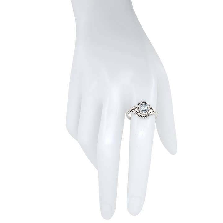 Amberman - Wholesale Single Stone/Solitaire Ring - Faceted Blue Topaz Stone Sterling Silver Ring2