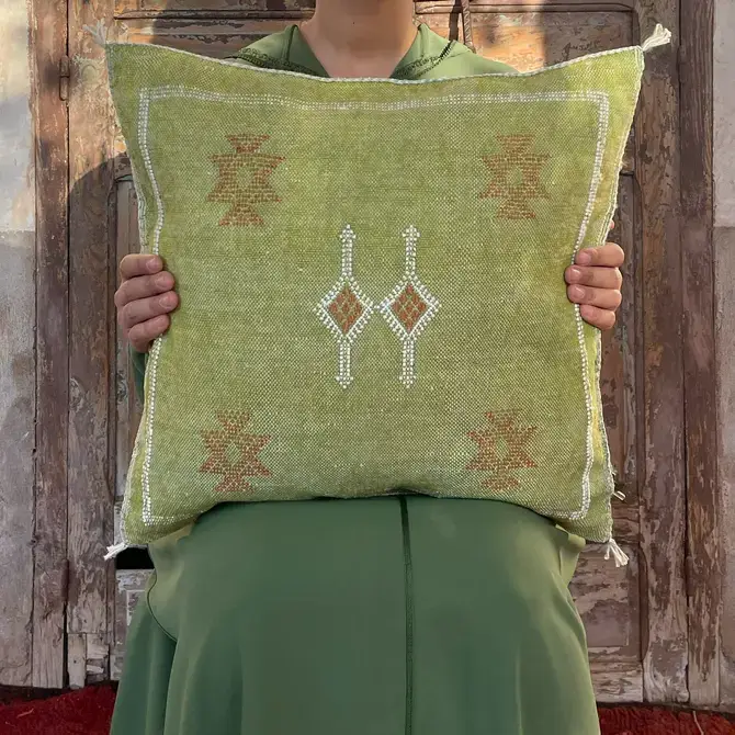 Terracotta Design LTD - Wholesale Throw/decorative pillow - Moroccan cactus sabra silk pillow tribal revolution green0