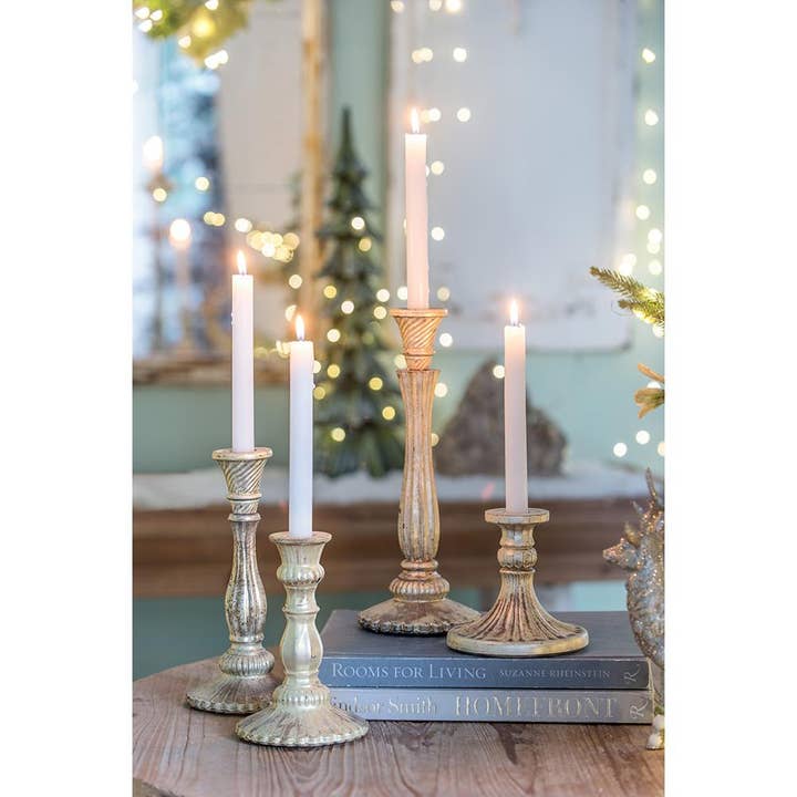 A&B Home Group Inc. - Wholesale Christmas Decoration - D4x9"H Burnt Mercury Glass Taper Candle Holder - Gold7
