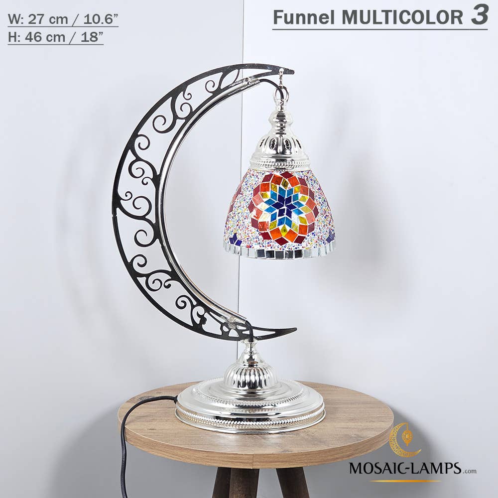 Mosaic Lamps - Vendita all'ingrosso Lampada da scrivania/d'accento - Lampada da scrivania Turkish Moon in argento, luci ad arco marocchine, Murano C20